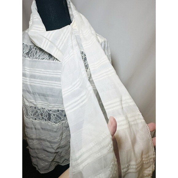 CHELSEA‎ AND WALKER Bow Blouse Ivory Silk Lace Long Sleeve Blouse Women's 6 - Picture 10 of 16